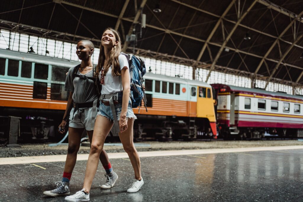Travelers using local trains to experience travel like a local